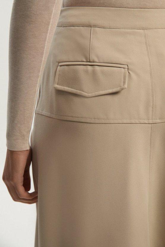 Karen Millen UK SALE Viscose Blend Tailored Full skirt - stone