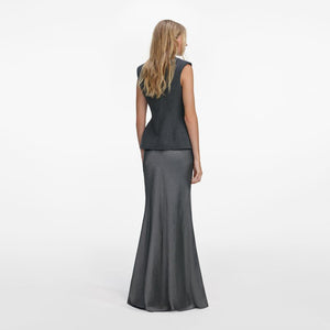 SP VIP PRICE Grey Tailored Satin Maxi Dress