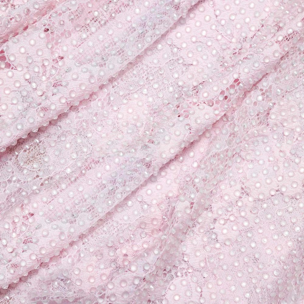 SP VIP PRICE Pink Rhinestone Lace Drape Top