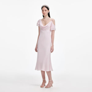 SP VIP PRICE Pink Georgette Frill Midi Dress