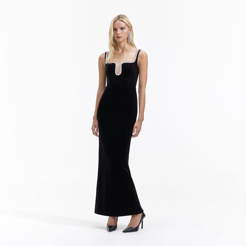 SELF PORTRAIT BLACK FRIDAY SALE Black Velvet Maxi Dress