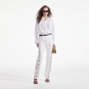 SELF PORTRAIT SS24 White Cutwork Denim Jeans