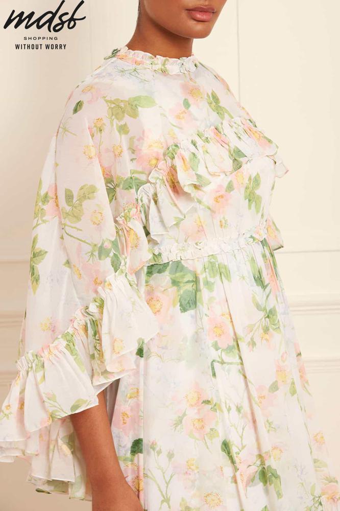 Needle & Thread PO and SALE Immortal Rose Harper Chiffon Cape Ankle Gown - multi