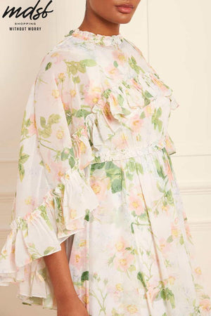 Needle & Thread PO and SALE Immortal Rose Harper Chiffon Cape Ankle Gown - multi