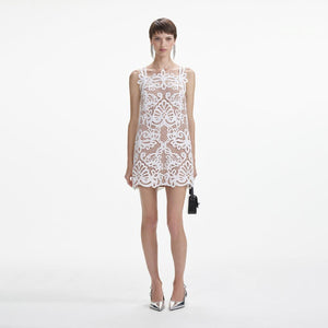 SELF PORTRAIT SS24 White Guipure Lace Mini Dress