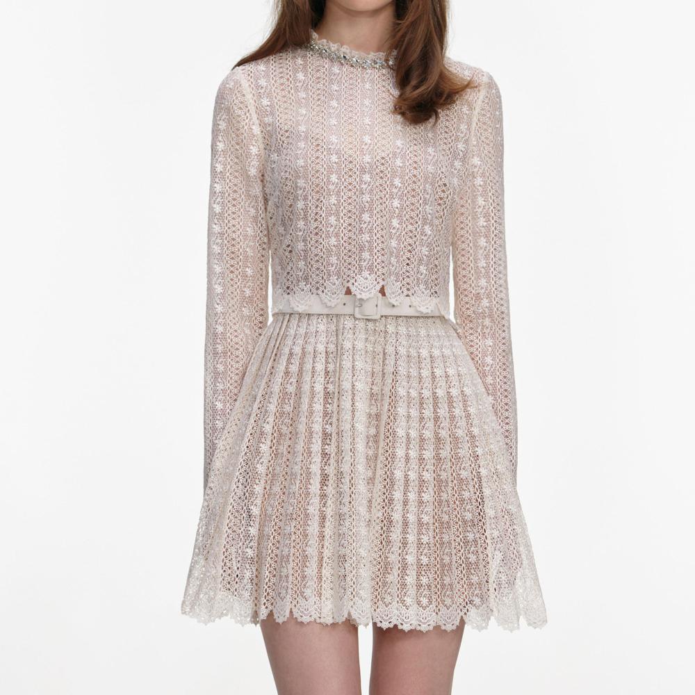 SP VIP PRICE Cream Organza Lace Mini Dress