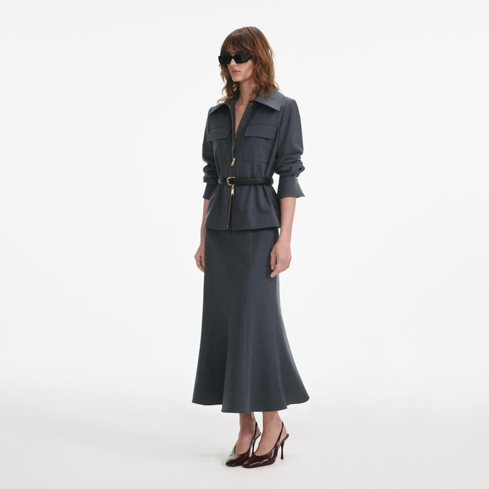 SP VIP PRICE Grey Twill Midi Dress