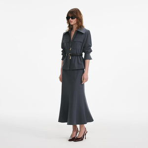 SP VIP PRICE Grey Twill Midi Dress
