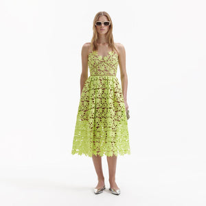 SELF PORTRAIT BLACK FRIDAY SALE Lime Azaelea Lace Midi Dress