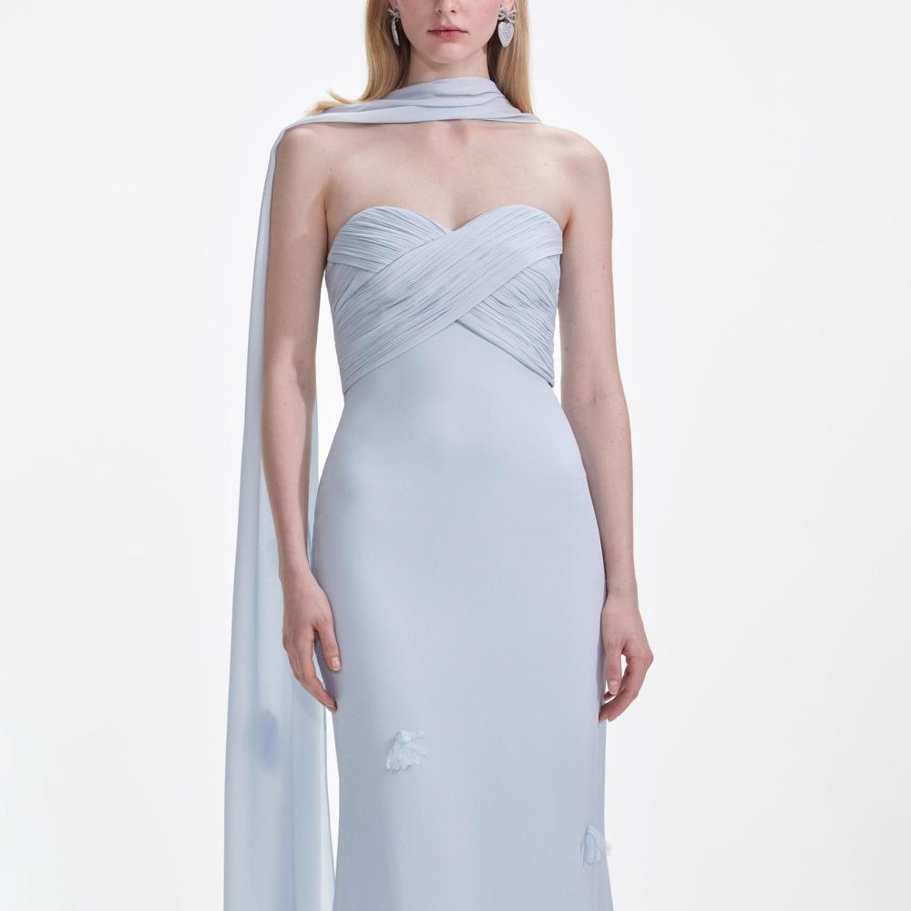 SP VIP PRICE Blue Georgette Flower Maxi Dress