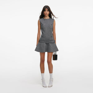 SP VIP PRICE Grey Herringbone Flared Mini Dress