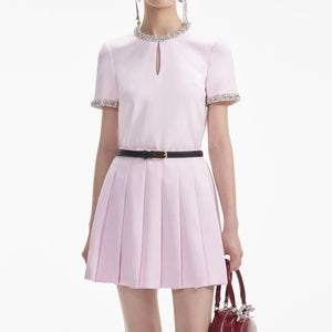 SELF PORTRAIT SS24 Pink Satin Mini Skirt