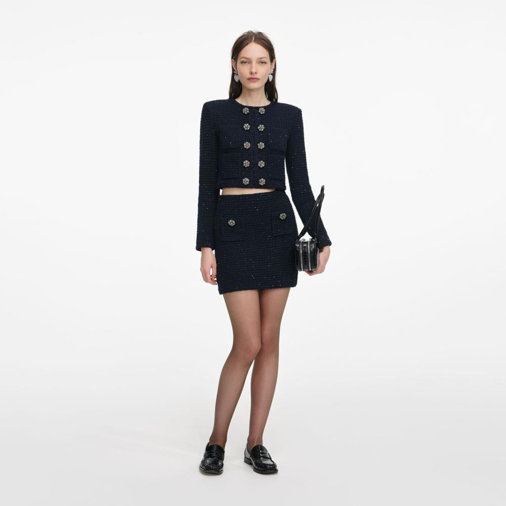 SP VIP PRICE Navy Textured Knit Cardigan