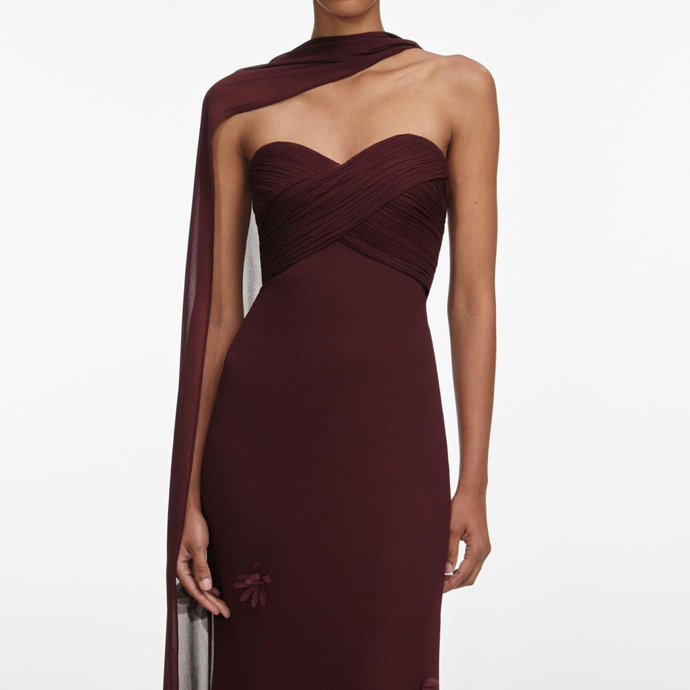 SP VIP PRICE Brown Georgette Flower Maxi Dress