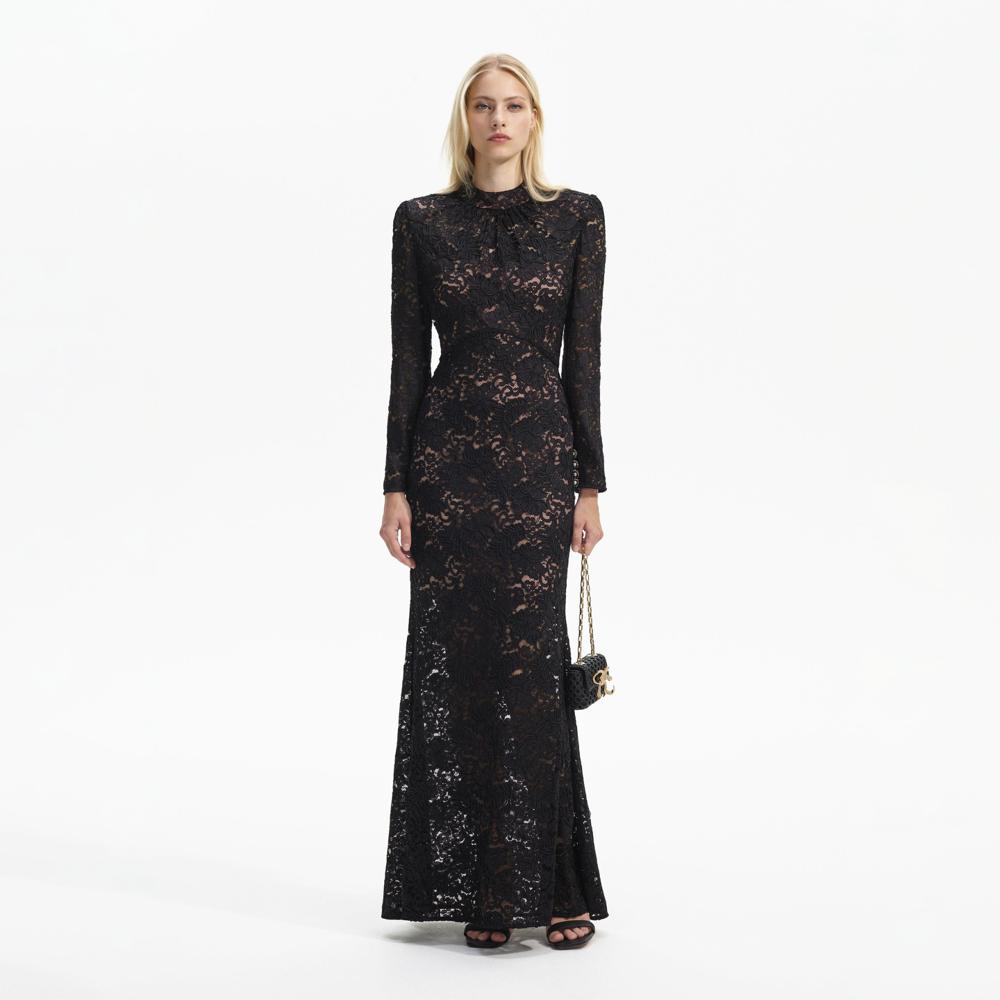 SELF PORTRAIT BLACK FRIDAY SALE Black Cord Lace Maxi Dress