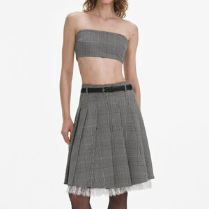 SP VIP PRICE Prince Of Wales Check Pleated Midi Skirt