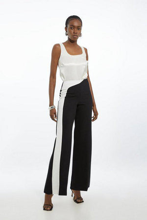 Karen Millen UK SALE Clean Tailored Colour Block Wide Leg Trousers