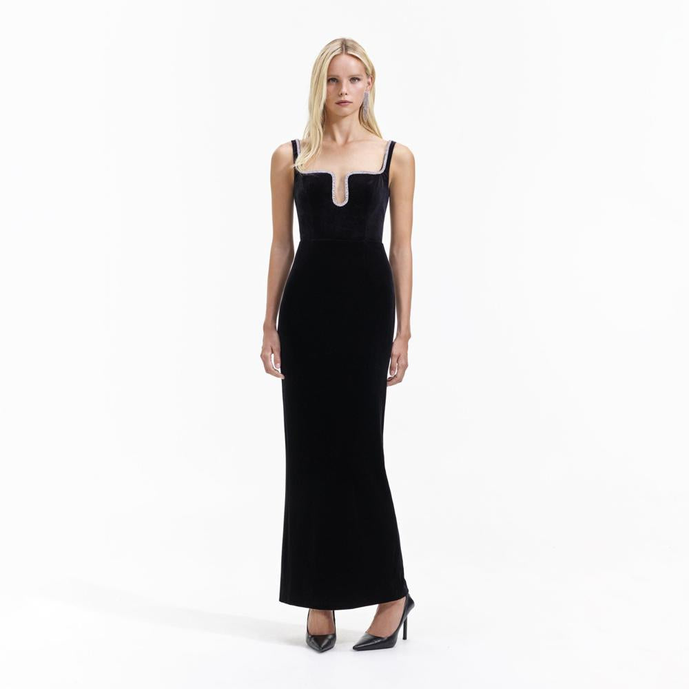 SELF PORTRAIT BLACK FRIDAY SALE Black Velvet Maxi Dress