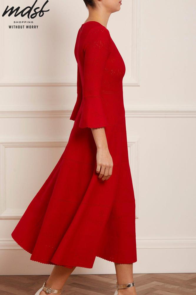 Needle & Thread CHRISTMAS SALE Pretty Pointelle Knit Ankle Gown - red