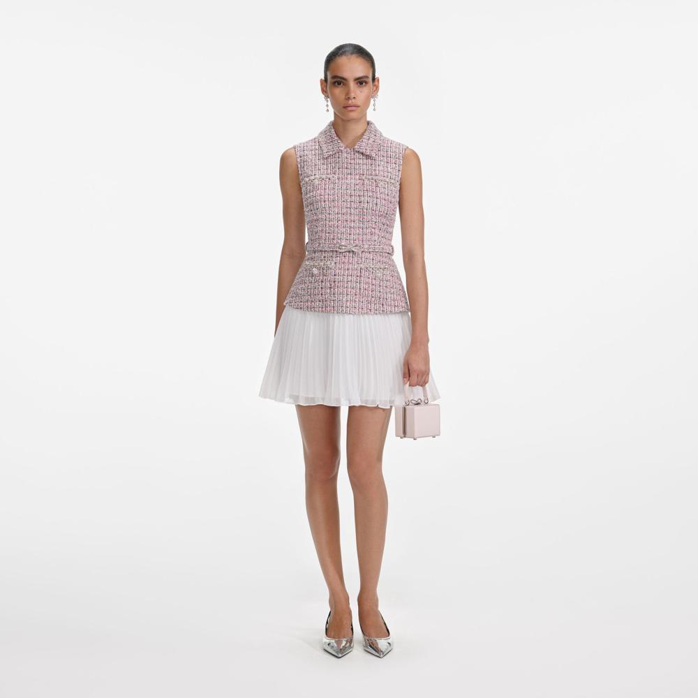 SP VIP PRICE Pink Boucle Chiffon Mini Dress