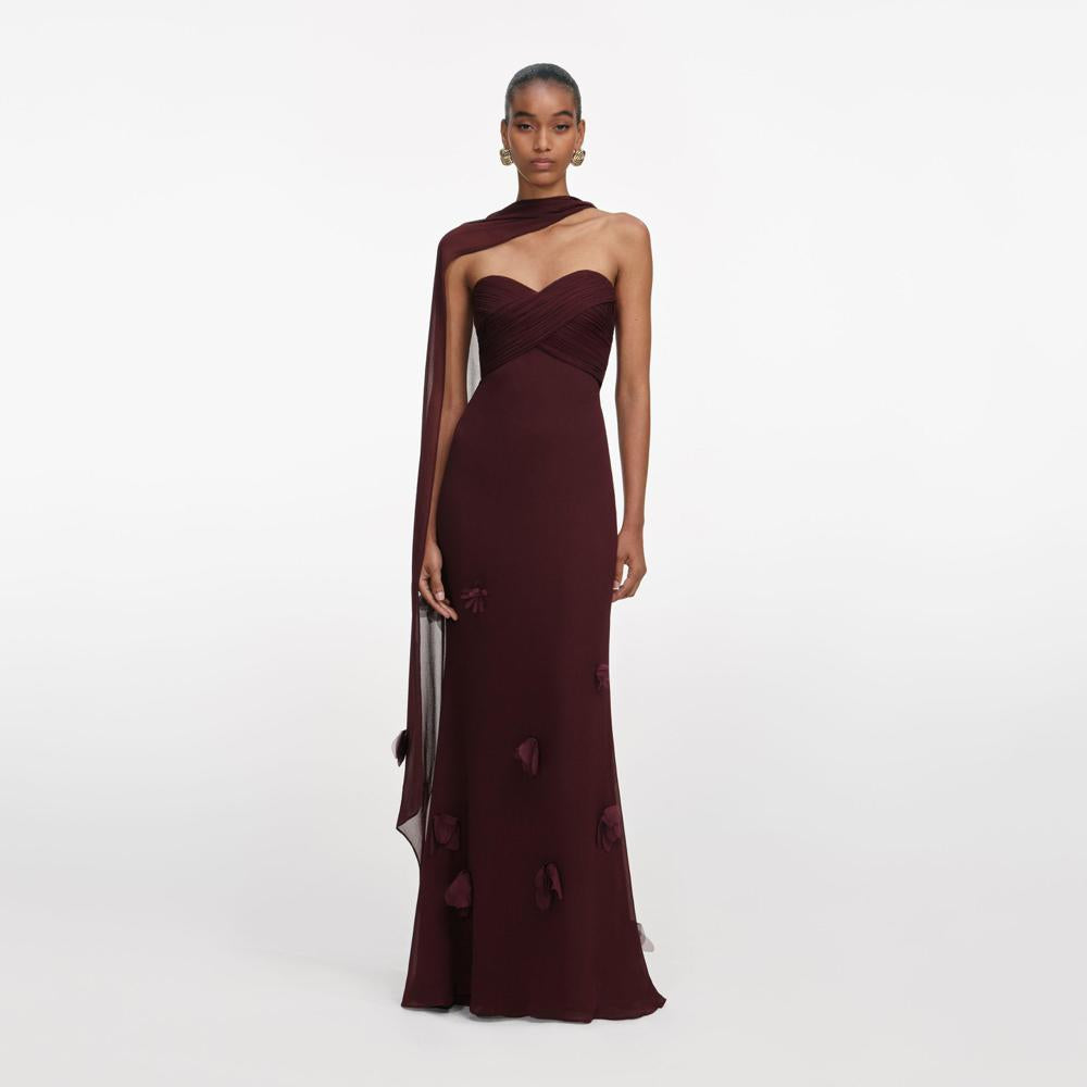 SP VIP PRICE Brown Georgette Flower Maxi Dress