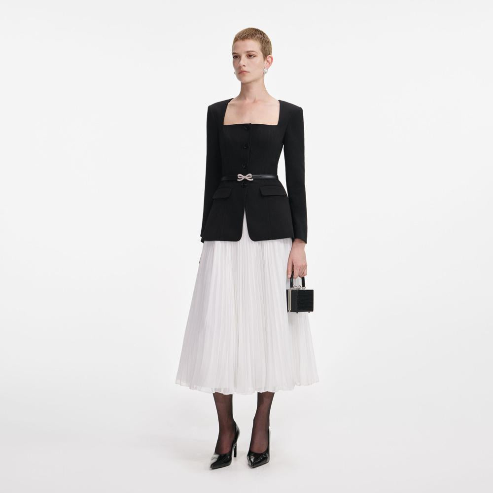 SP VIP PRICE Black Long Sleeve Contrast Chiffon Midi Dress