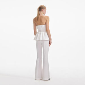 SELF PORTRAIT SS24 White Strech Crepe Jumpsuit