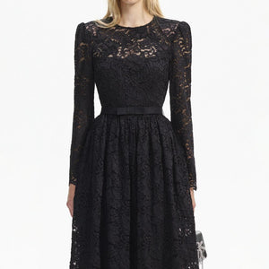 SELF PORTRAIT BLACK FRIDAY SALE Black Cord Lace Long Sleeve Midi Dress