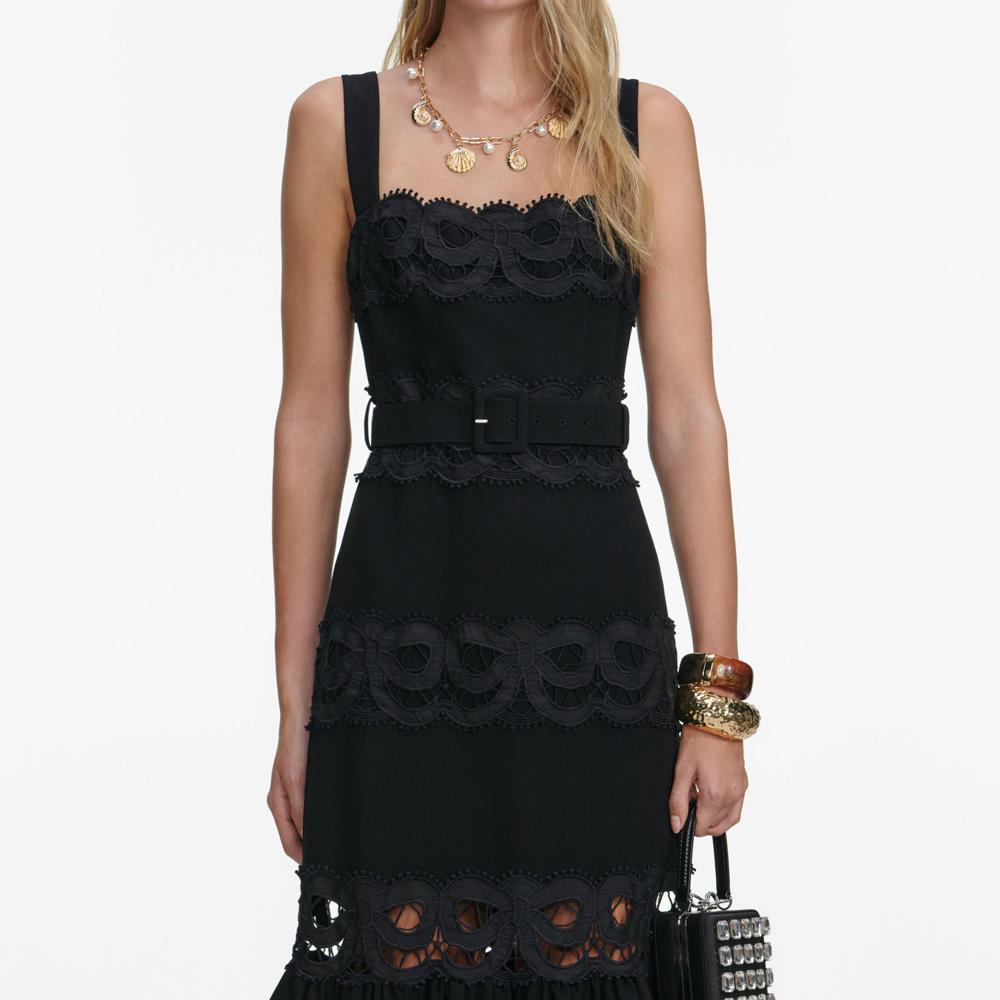 SP VIP PRICE Black Crepe Midi Dress
