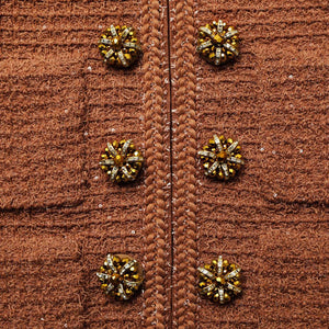 SELF PORTRAIT SS24 Brown Textured Knit Jacket