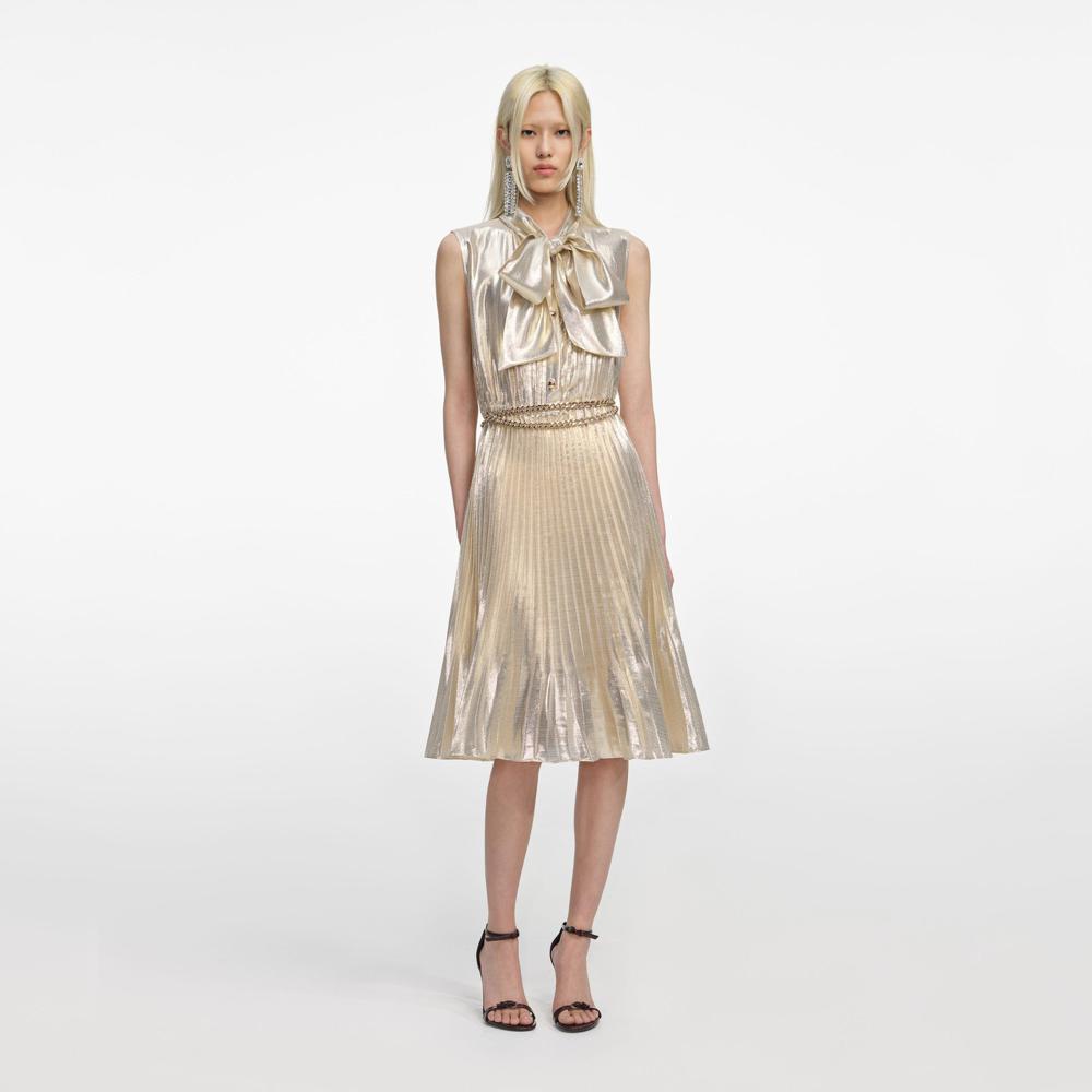 SP VIP PRICE Gold Metallic Sleeveless Midi Dress
