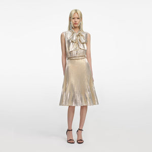 SP VIP PRICE Gold Metallic Sleeveless Midi Dress