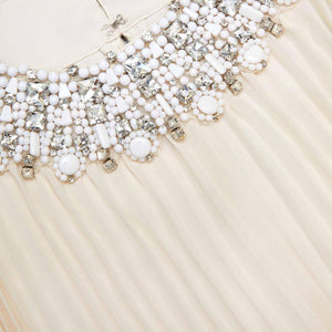 SP VIP PRICE Cream Chiffon Feather Midi Dress