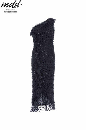 Needle & Thread SUMMER SALE Dotty Rouched One-Shoulder Ballerina Dress - black