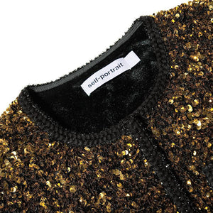 SELF PORTRAIT BLACK FRIDAY SALE Gold Sequin Cropped Jacket