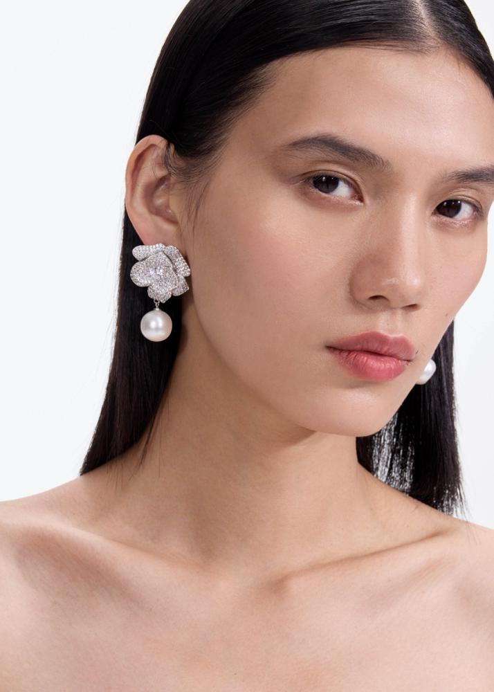 SP VIP PRICE Crystal Flower Pearl Earrings
