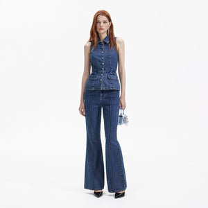 SELF PORTRAIT BLACK FRIDAY SALE Blue Denim Jumpsuit