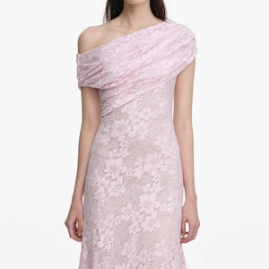SP VIP PRICE Pink Rhinestone Lace Midi Dress
