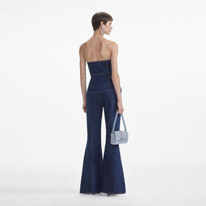 SELF PORTRAIT SS24 Denim Bandeau Jumpsuit