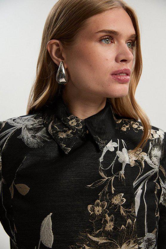 Karen Millen UK SALE Floral Jacquard Tailored Jacket