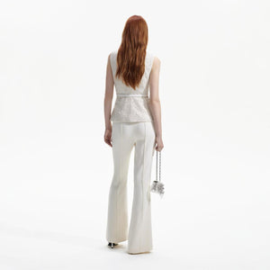 SELF PORTRAIT BLACK FRIDAY SALE Cream Sequin Boucle Jumpsuit