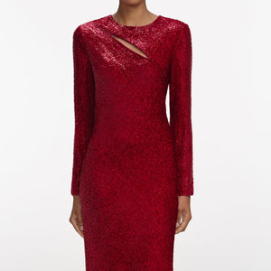 SP VIP PRICE Red Fil Coupe Midi Dress