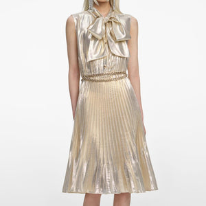 SP VIP PRICE Gold Metallic Sleeveless Midi Dress