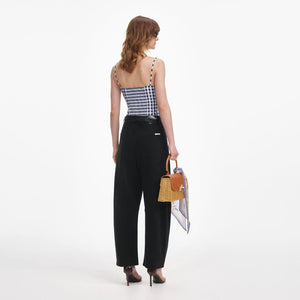 SP VIP PRICE Navy Gingham Taffeta Top