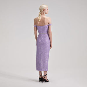 SELF PORTRAIT BLACK FRIDAY SALE Lilac Sequin Midi Dress