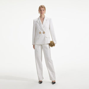 SELF PORTRAIT SS24 White Linen Blazer