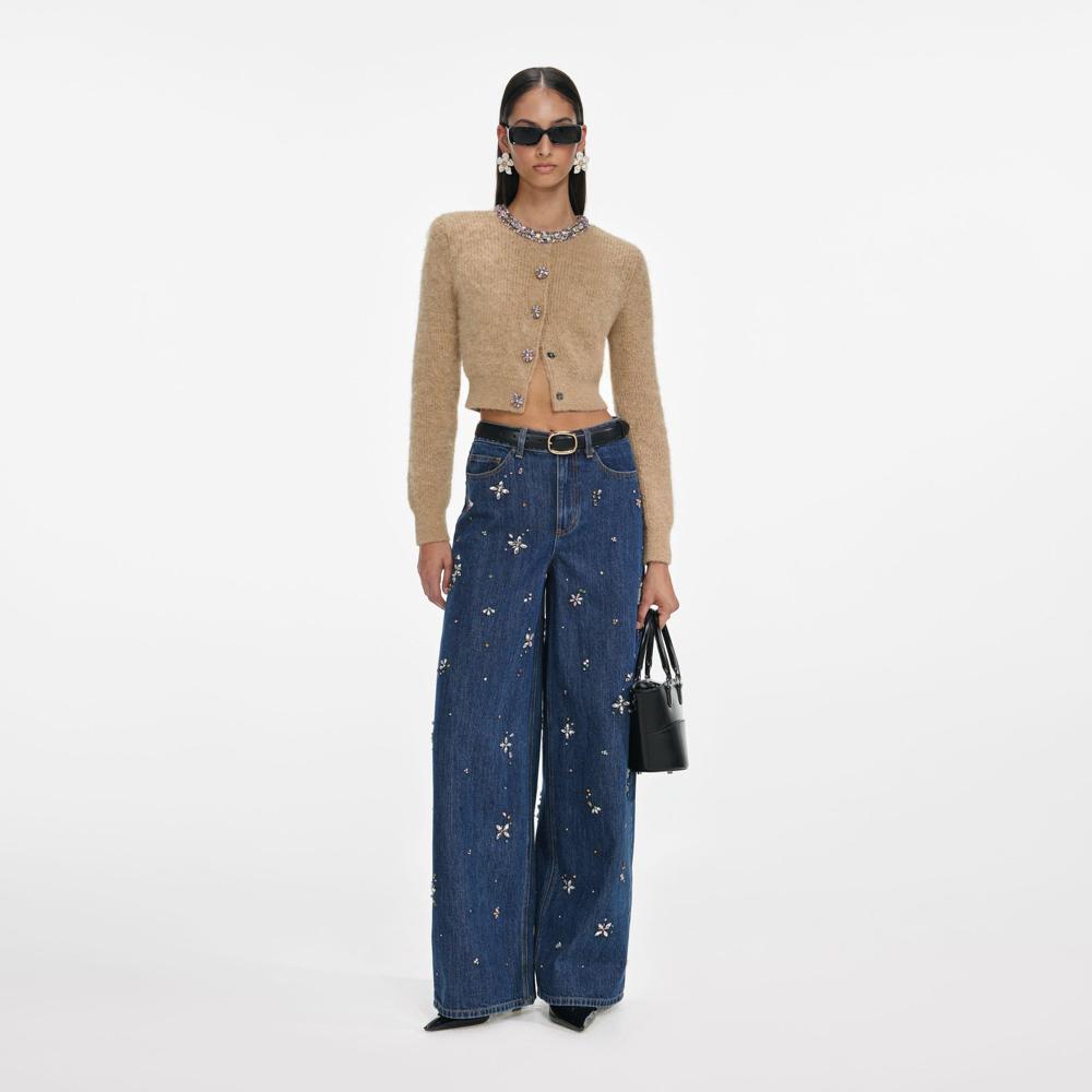 SP VIP PRICE Blue Embellished Wide Leg Jeans