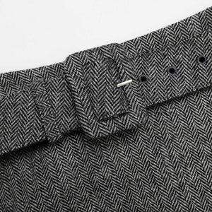 SP VIP PRICE Grey Herringbone Flared Mini Skirt