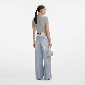 SP VIP PRICE Grey Embellished Trim Knit Top