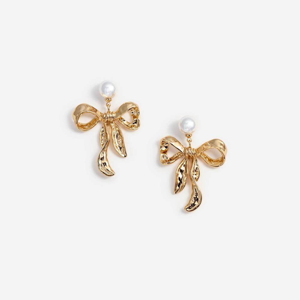 SP VIP PRICE Mottled Gold Bow Earrings